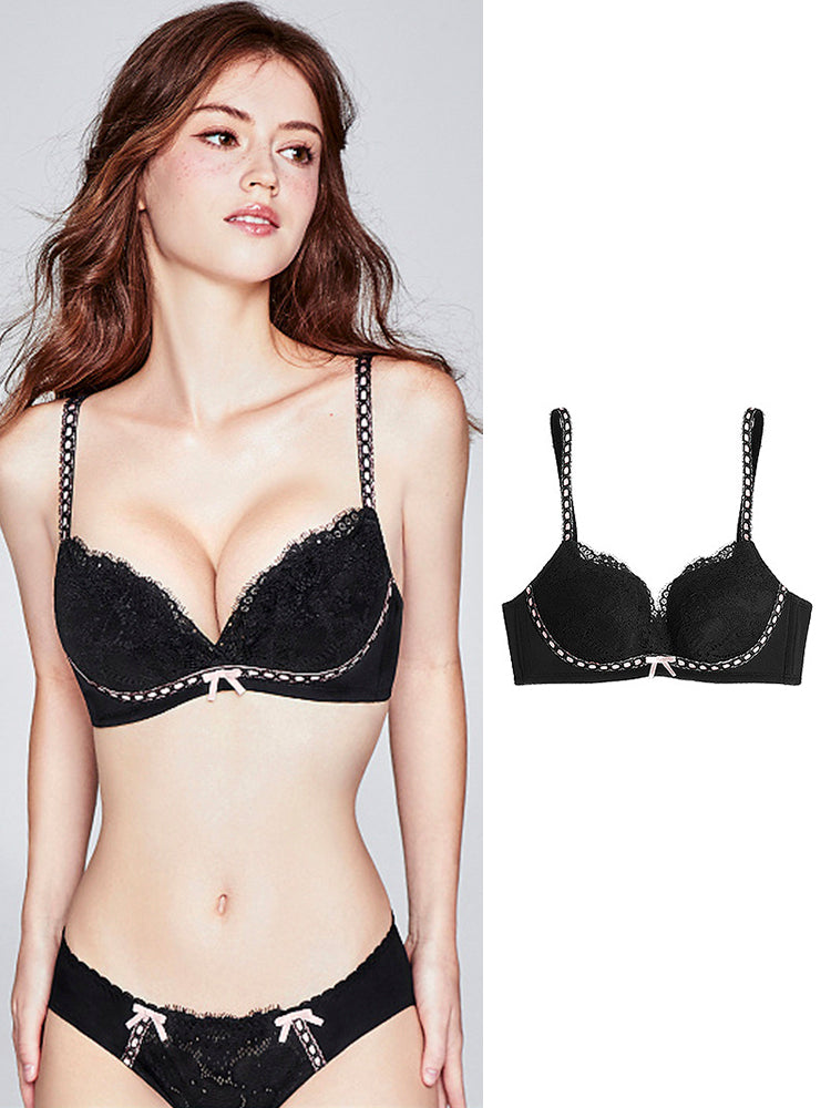 【ノンワイヤー盛れる】配色総レースブラ