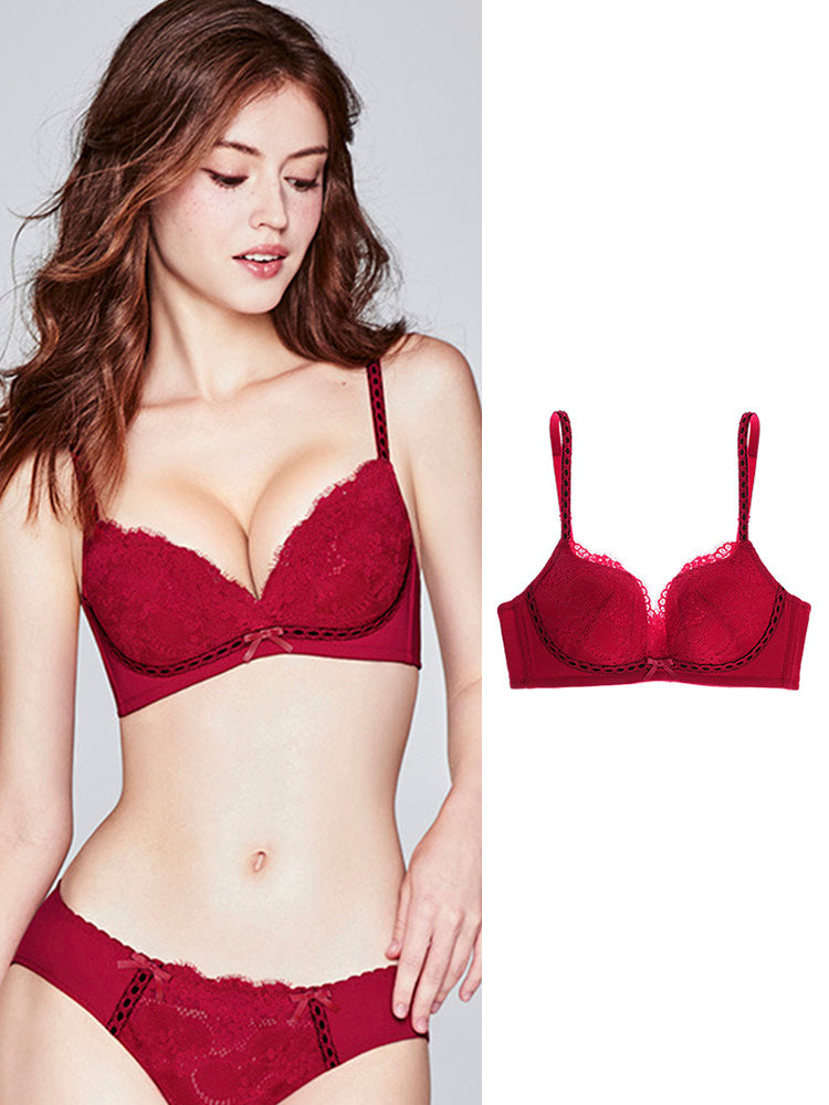 【ノンワイヤー盛れる】配色総レースブラ