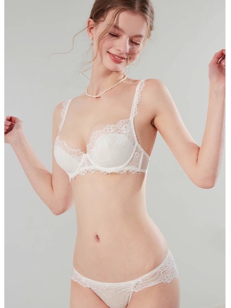 【エアリー】柔らかい総レースブラ&ショーツセット