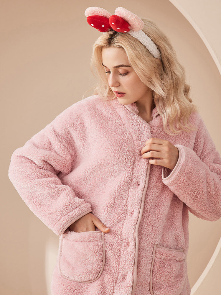 ボタン開閉 もこもこルームウェア