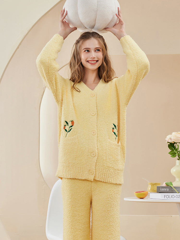 【在庫処分】ふんわりダイヤ柄ルームウェアセット(トップス&ボトムス)