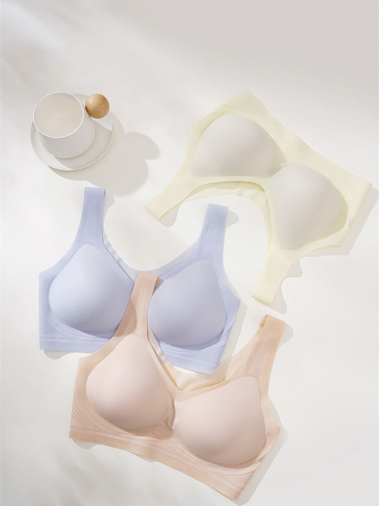 【在庫処分・ノンワイヤー】薄手接触冷感 完全無縫製 ノンワイヤーブラ