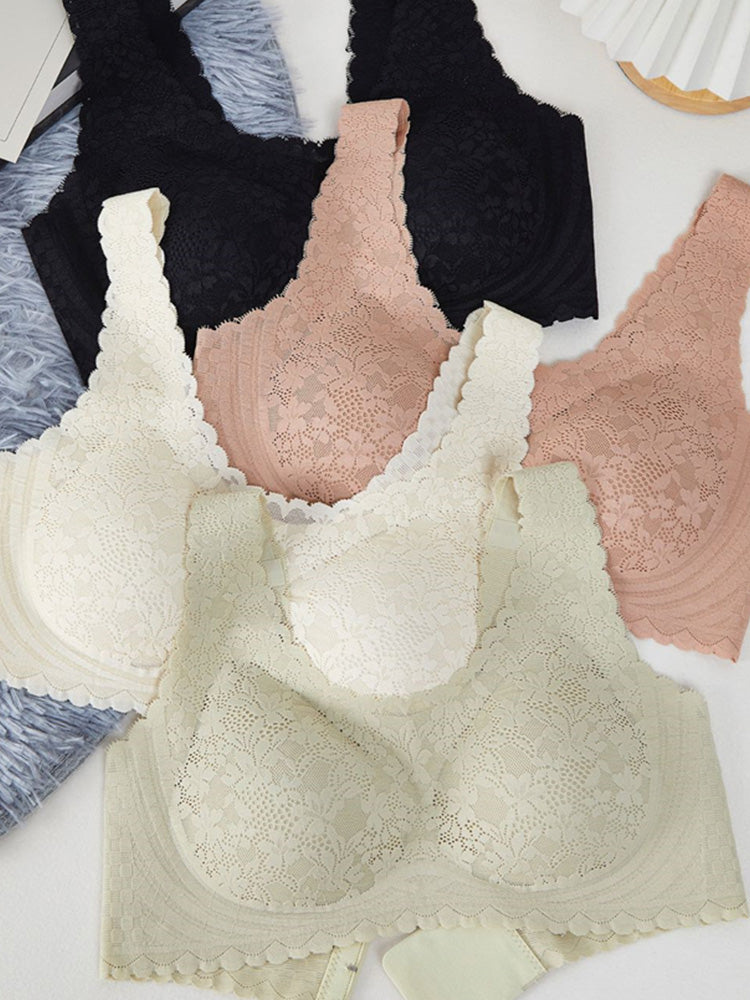 【ノンワイヤー】アウターに響かないレースカバー ノンワイヤー 無縫製ブラ