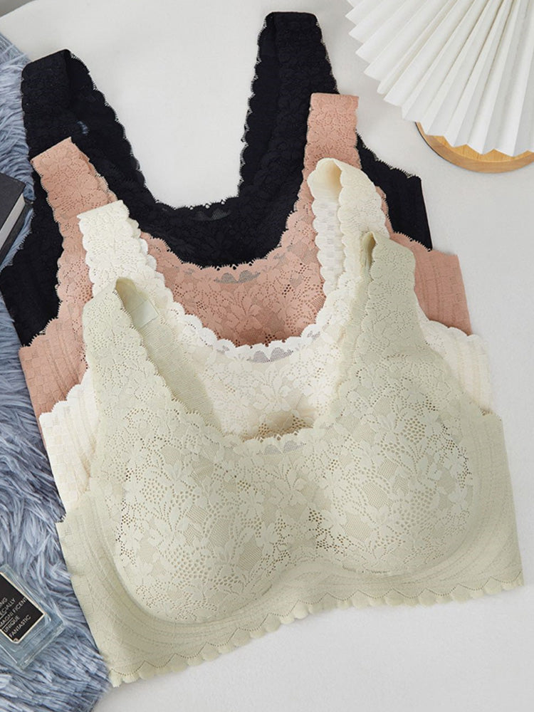 【ノンワイヤー】アウターに響かないレースカバー ノンワイヤー 無縫製ブラ