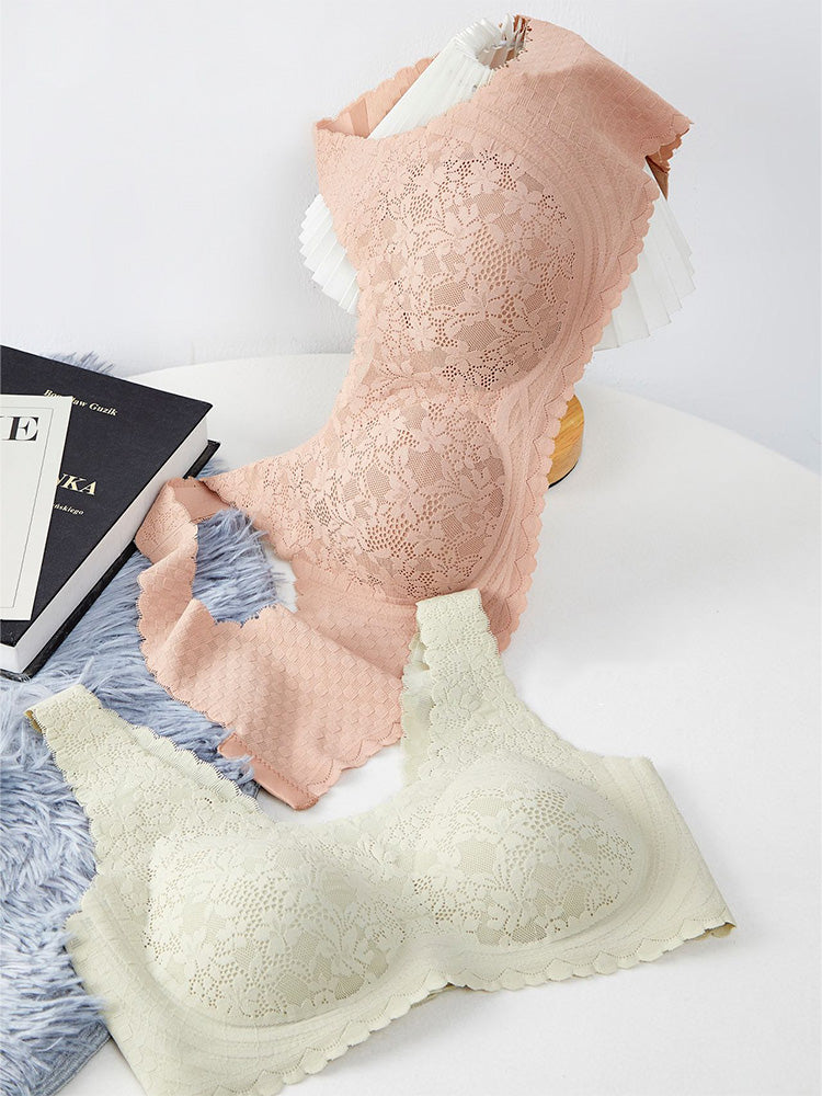 【ノンワイヤー】アウターに響かないレースカバー ノンワイヤー 無縫製ブラ