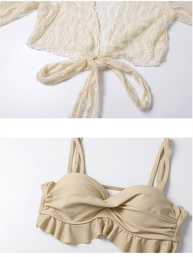 【ワイヤー入り】お洋服っぽい体型カバー水着上下4点セット