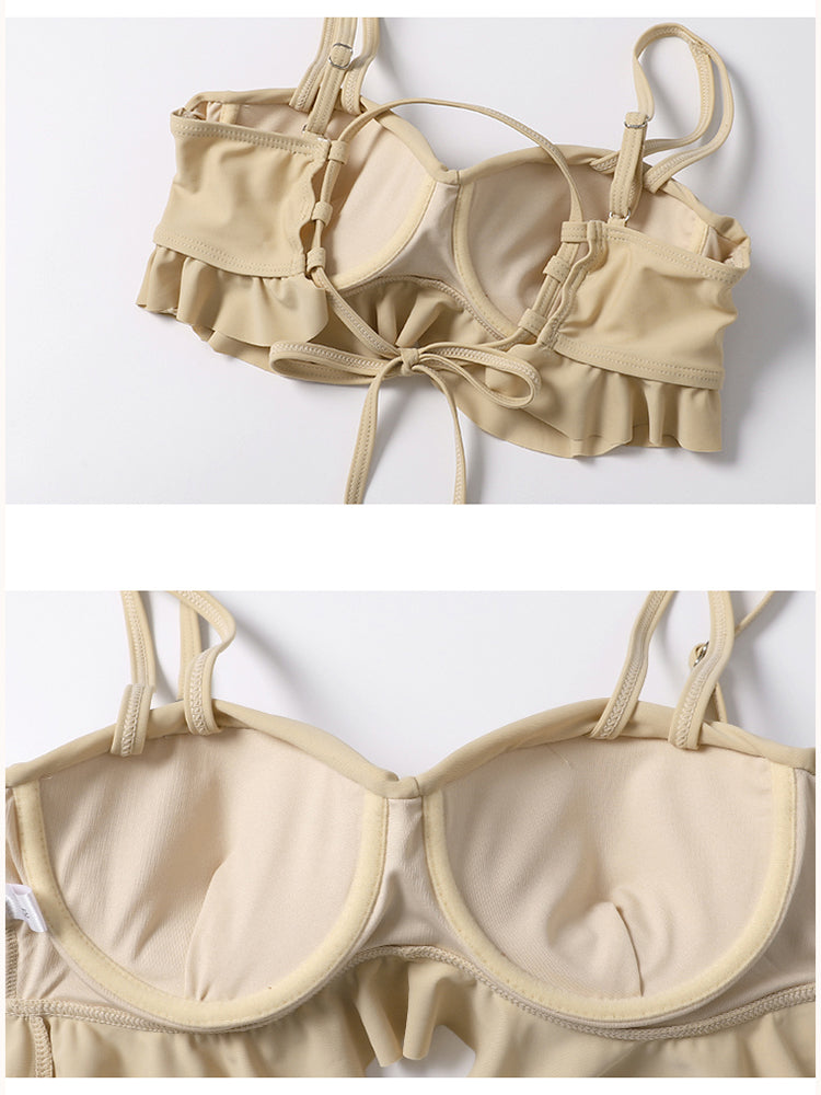 【ワイヤー入り】お洋服っぽい体型カバー水着上下4点セット