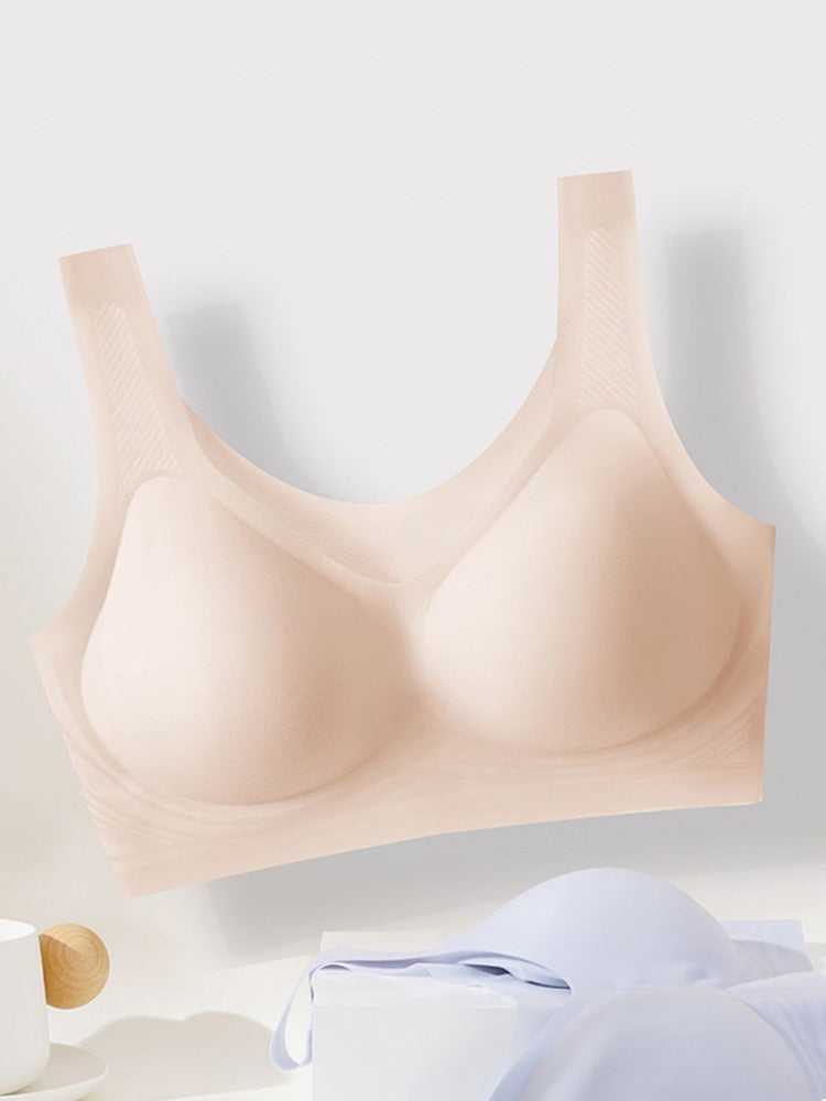 【在庫処分・ノンワイヤー】薄手接触冷感 完全無縫製 ノンワイヤーブラ