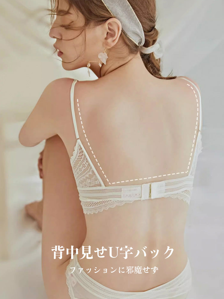 【ノンワイヤー】Vネック 総レースブラセット