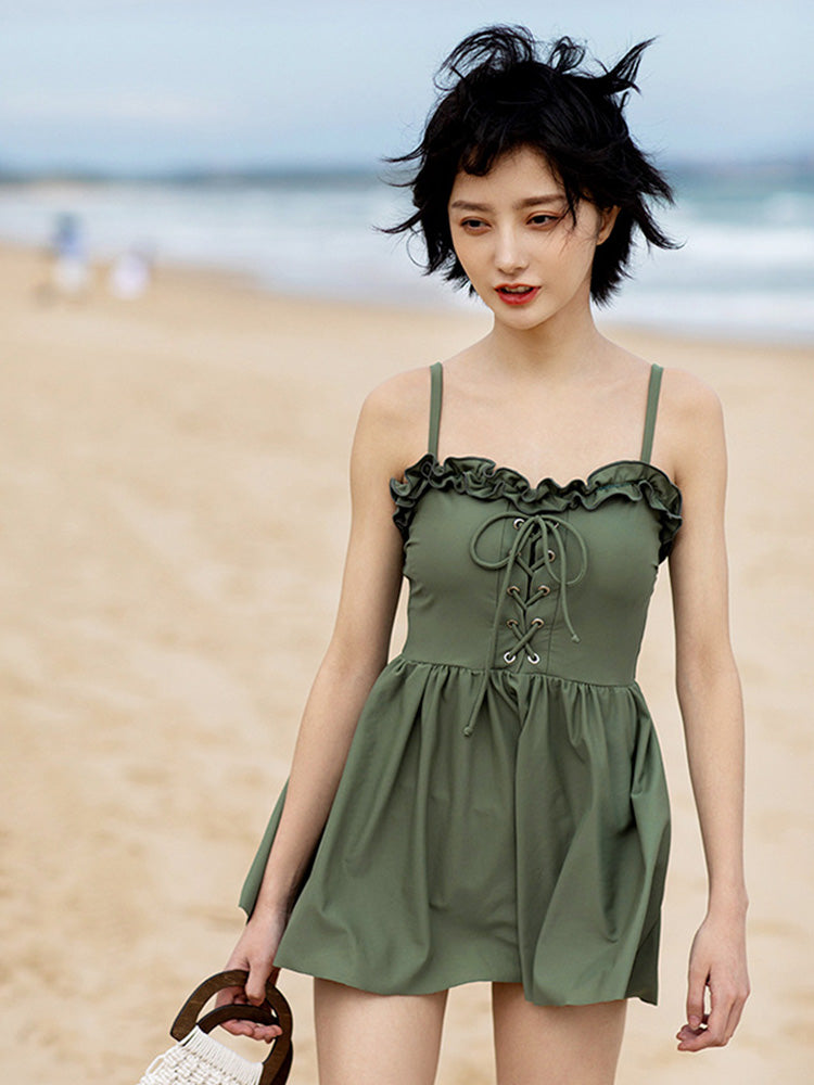 【ノンワイヤー】フリルワンピース水着