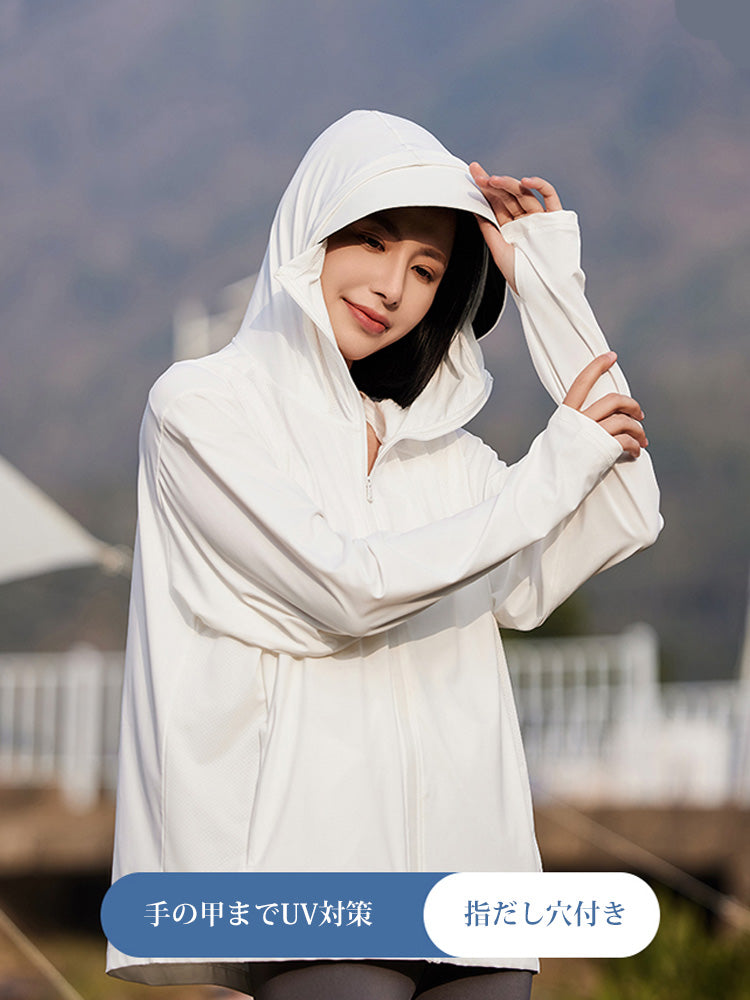 【在庫処分】顔まで全面的に日焼け止め!接触冷感パーカー(女性)