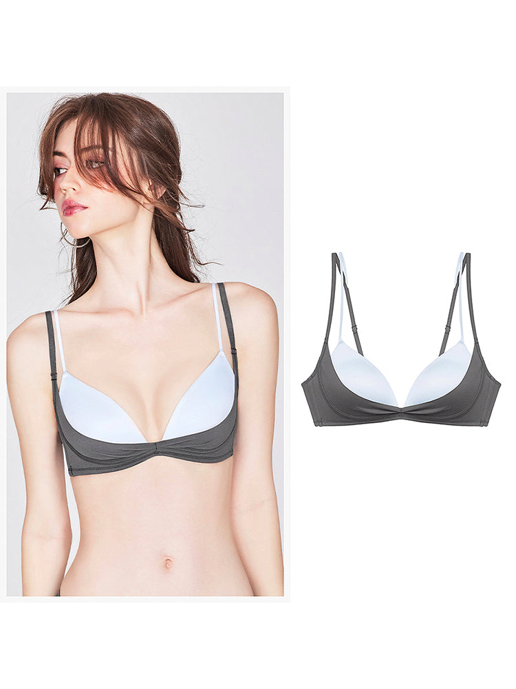 【在庫処分・ノンワイヤー】軽やかな着心地 配色ブラ