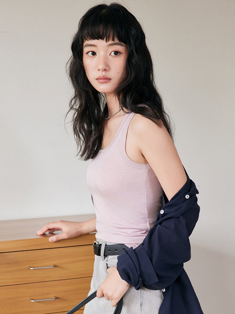 スリムフィット タンクトップ パッドなし