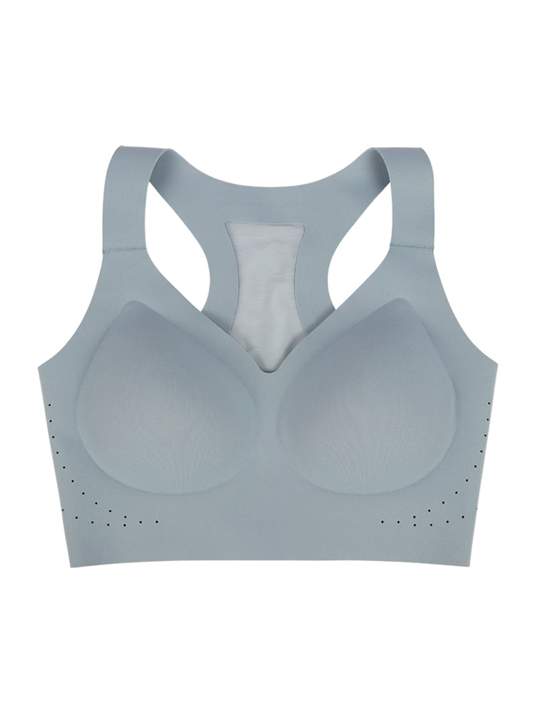 【在庫処分・ノンワイヤー】クロスバック メッシュ構造 通気 無縫製スポーツブラ