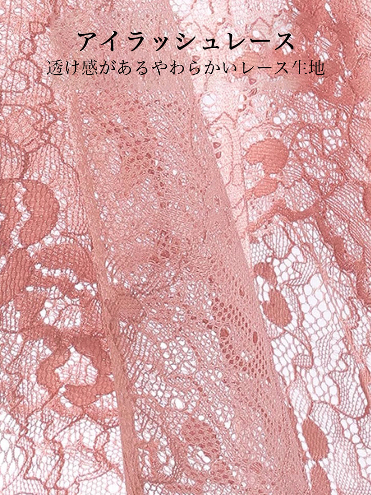 【エアリー】柔らかい総レースブラ&ショーツセット