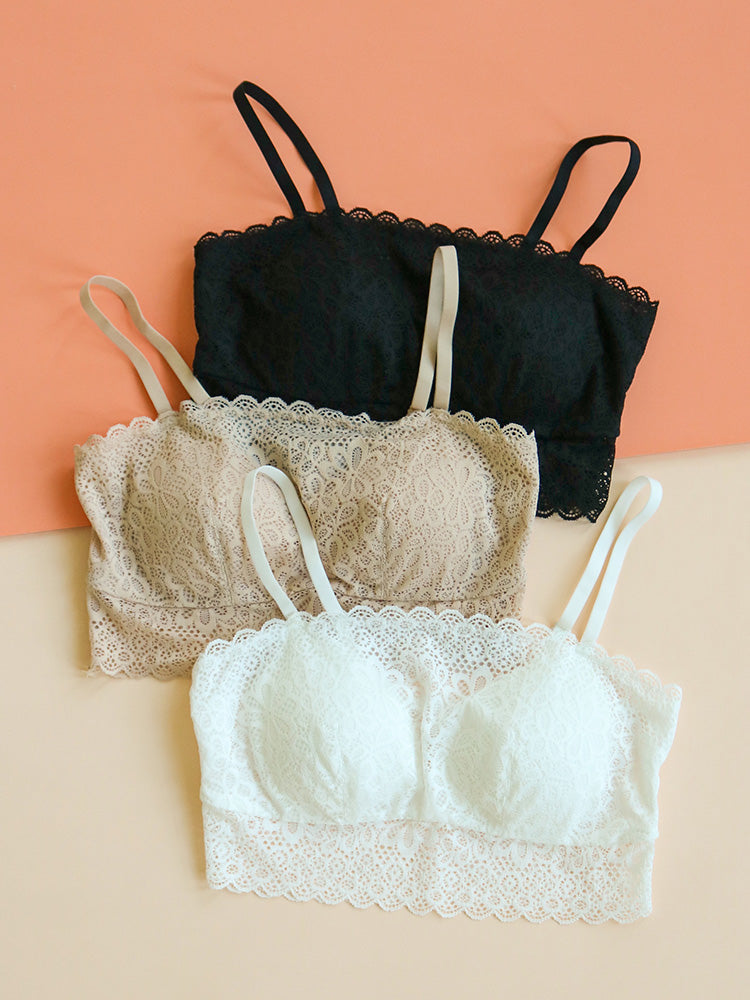 【ノンワイヤー】チラ見え対策 谷間隠し 総レースブラトップ