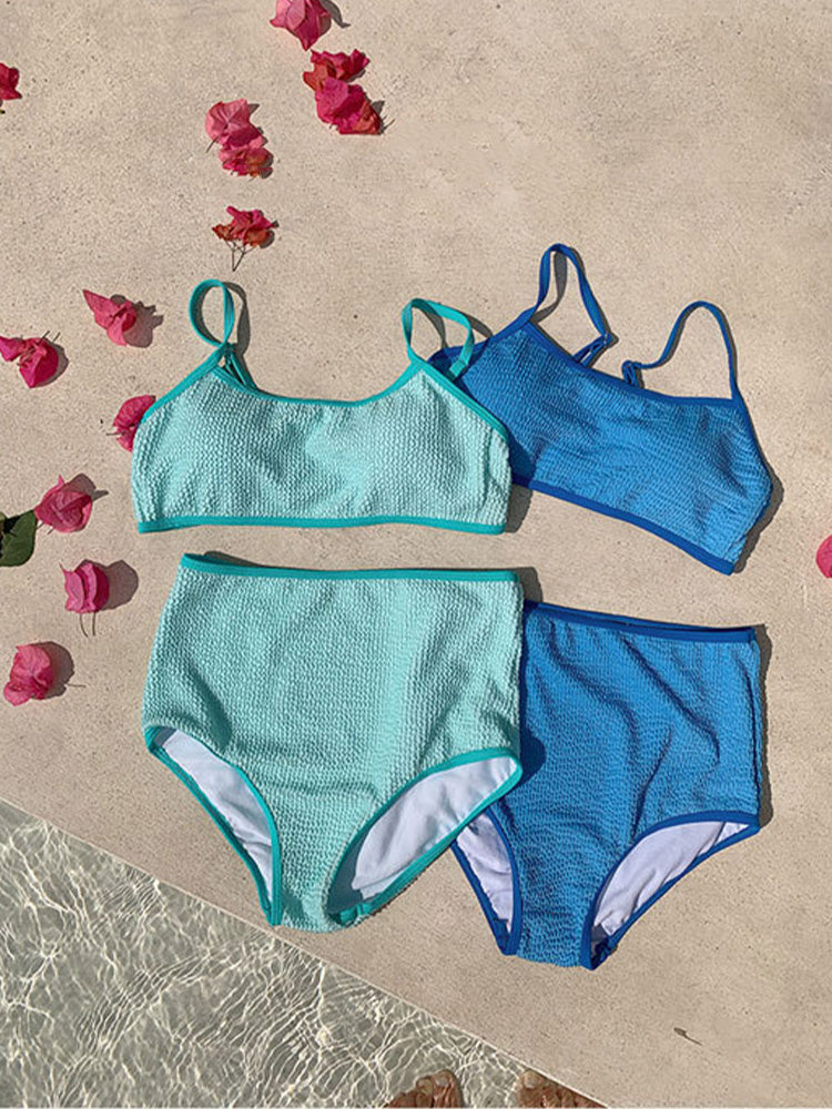 【ノンワイヤー】韓国風シンプルデザインビキニ上下セット