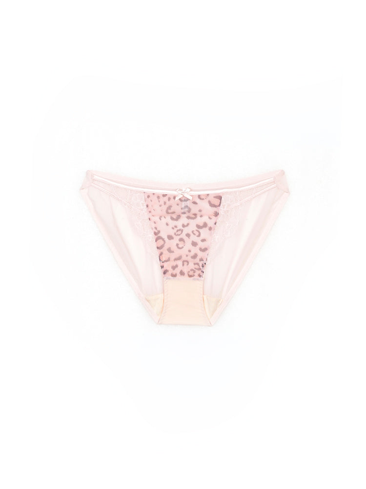 【ノンワイヤー】ヒョウ柄レース 谷間メイクブラジャー単品 ペアショーツ