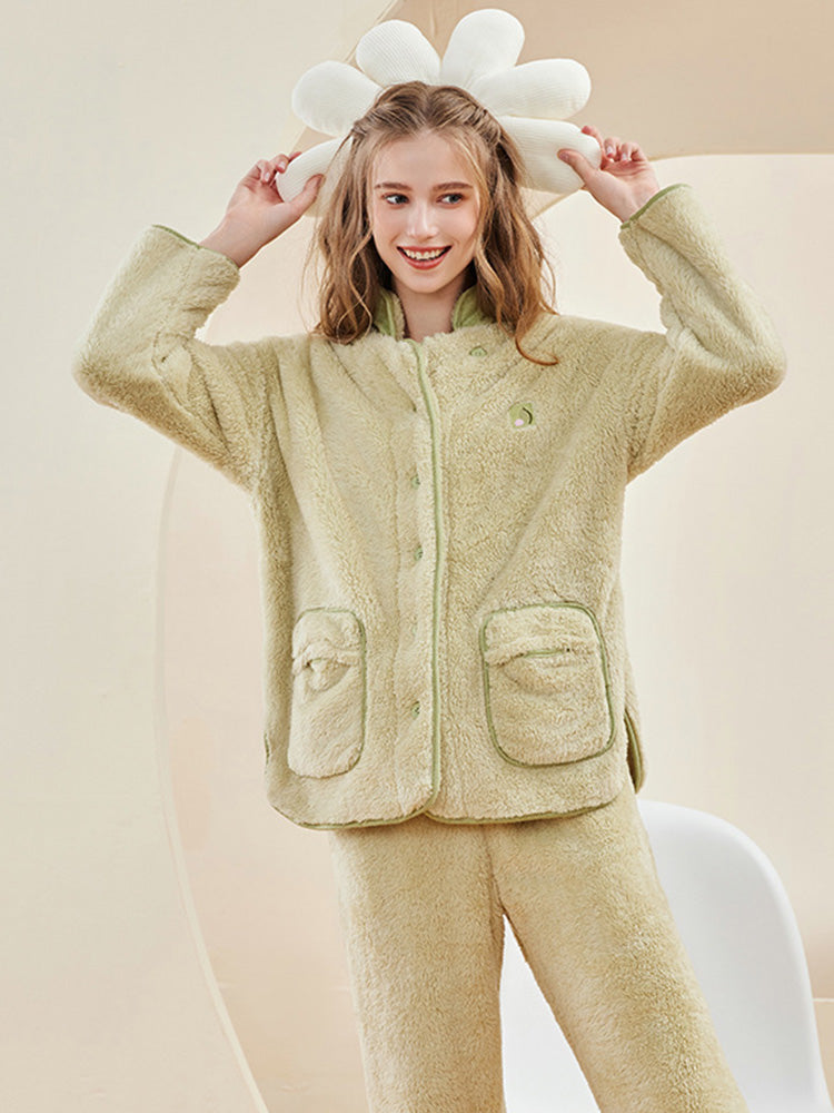 ボタン開閉 もこもこルームウェア