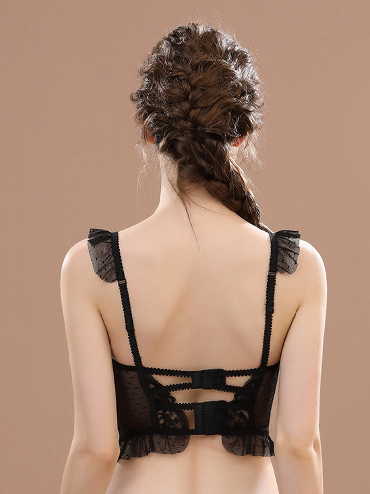 【ワイヤー入り】ノンパテッド 総レースロングブラジャー&ショーツ