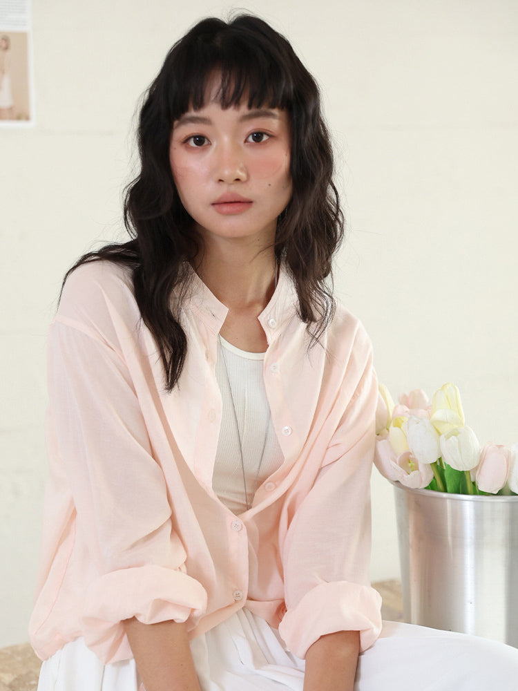 ライセル繊維 スタンドカラーシャツ