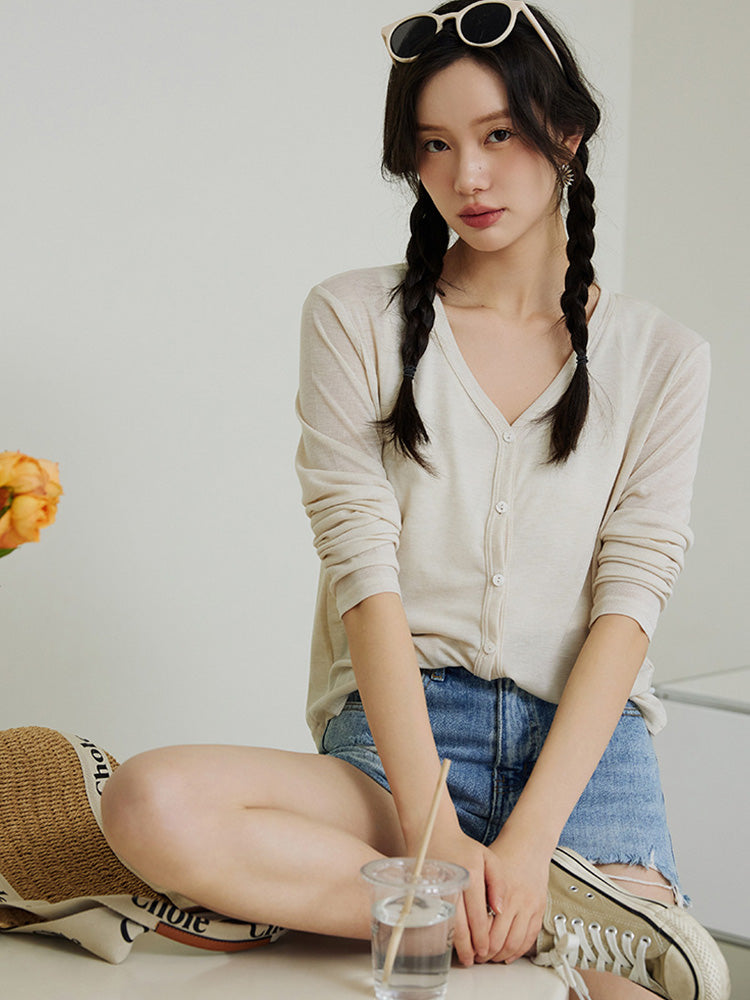 【在庫処分】冷房対策Vネックカーディガン