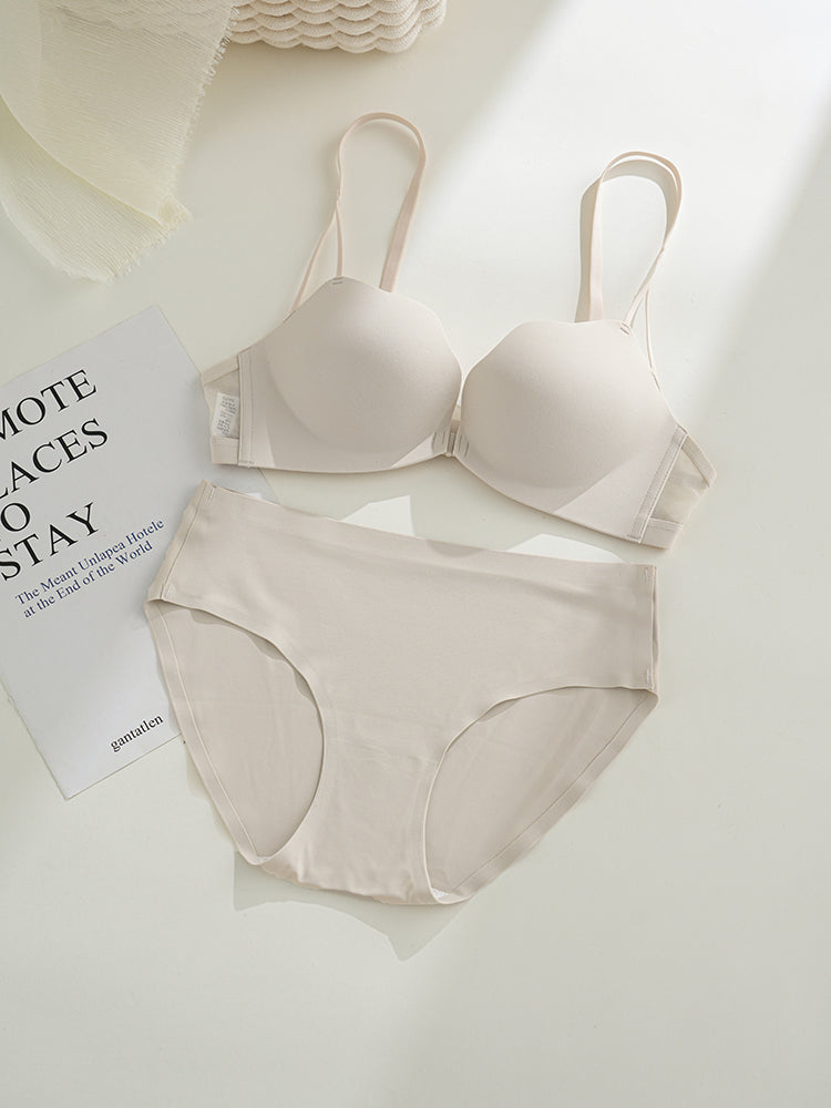 【ノンワイヤー】フロントホックブラジャー 自胸で谷間メイク