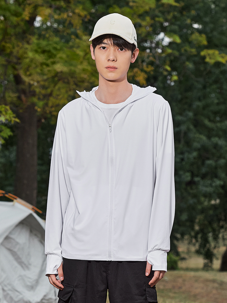 【UPF50+】日焼け対策 指穴付ジップアップパーカー(男性)