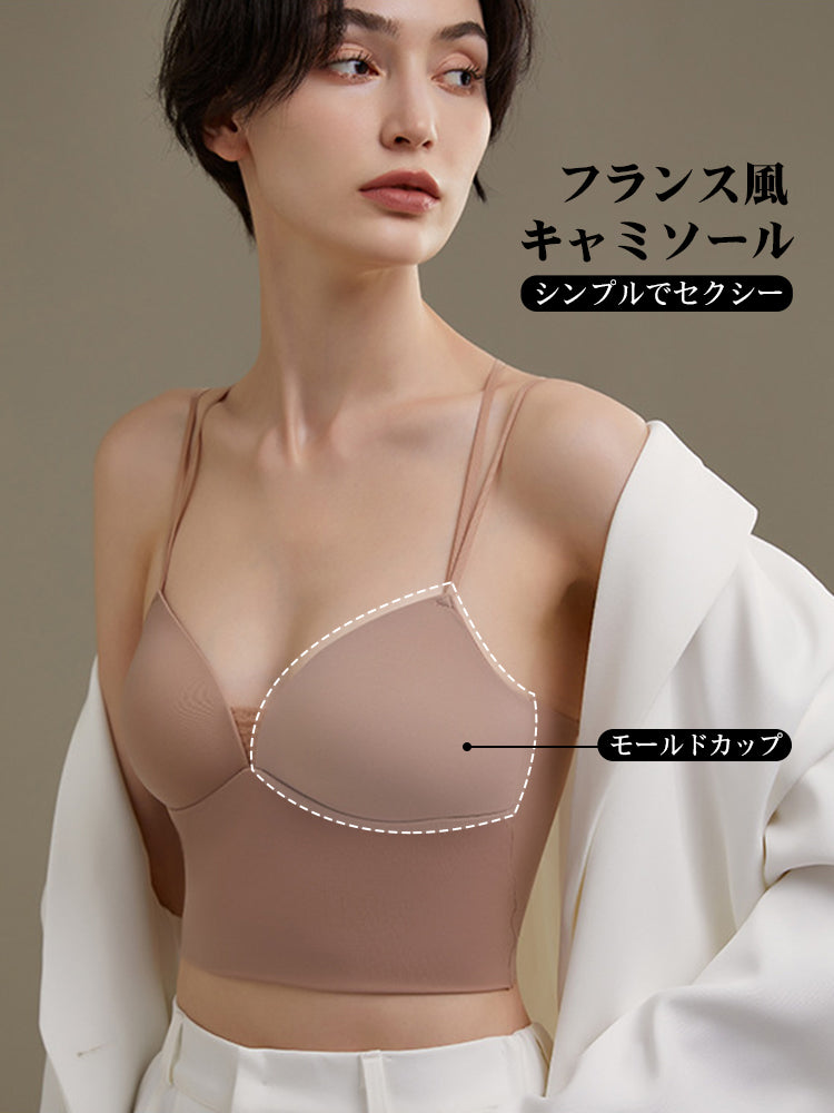 【在庫処分・ノンワイヤー】3/4カップ クロスバック キャミソール