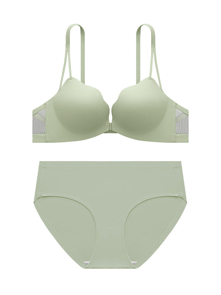 【ノンワイヤー】フロントホックブラジャー 自胸で谷間メイク