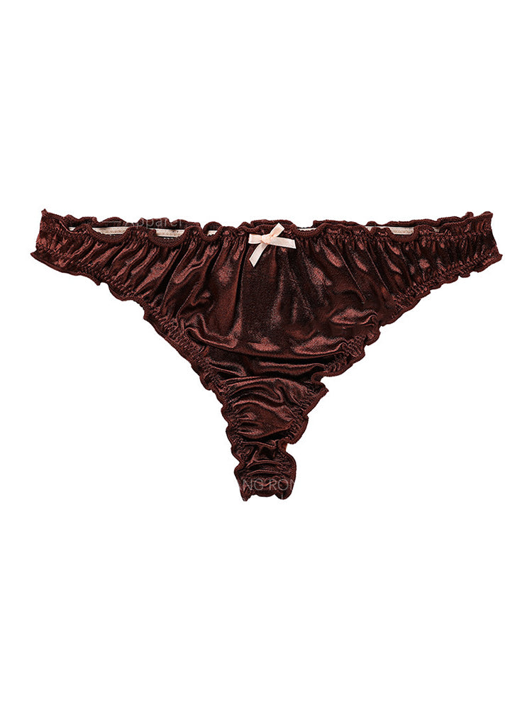 【在庫処分】シルク質感 フリルTバック