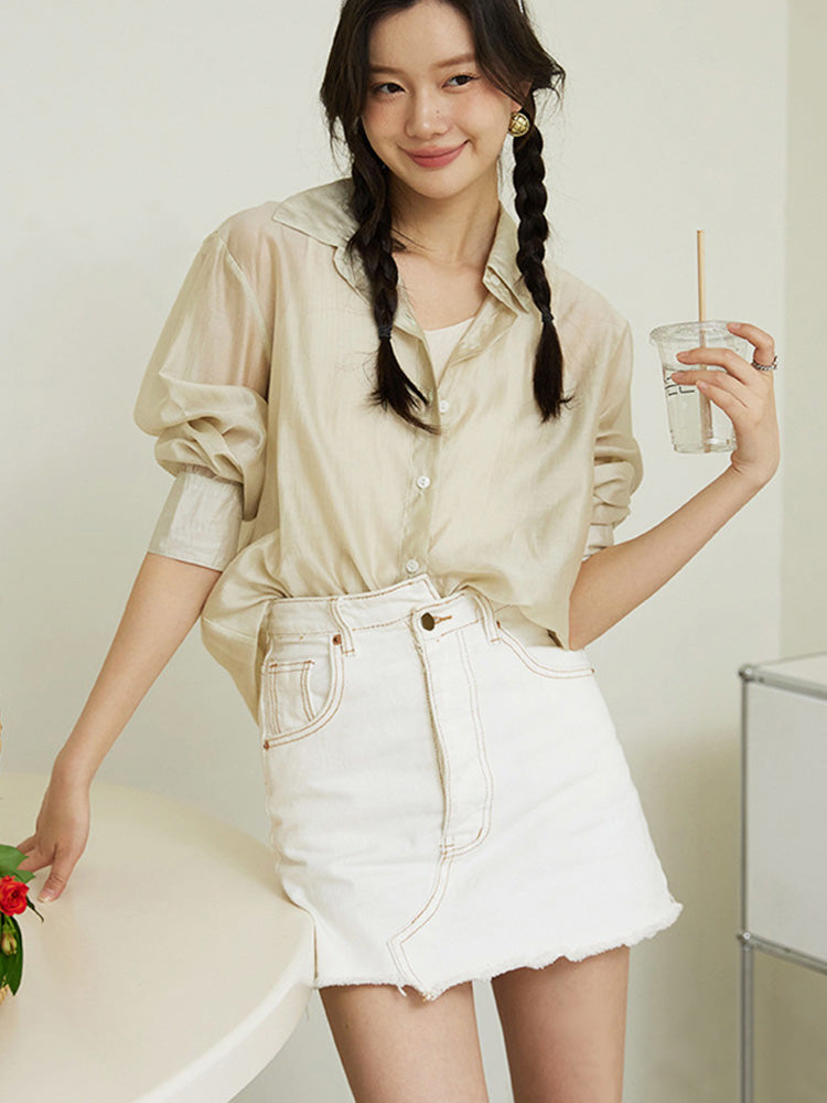 さらっとした素材感 蒸れないシアーシャツ