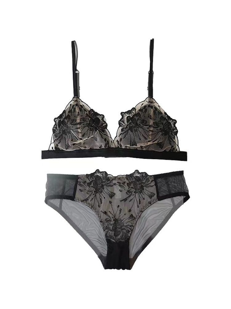 【Goddess Series】花柄刺繍ブラ&ショーツセット