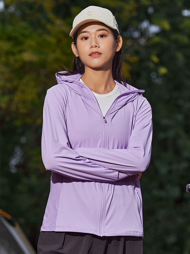 【UPF50+】日焼け対策 指穴付ジップアップパーカー(女性)