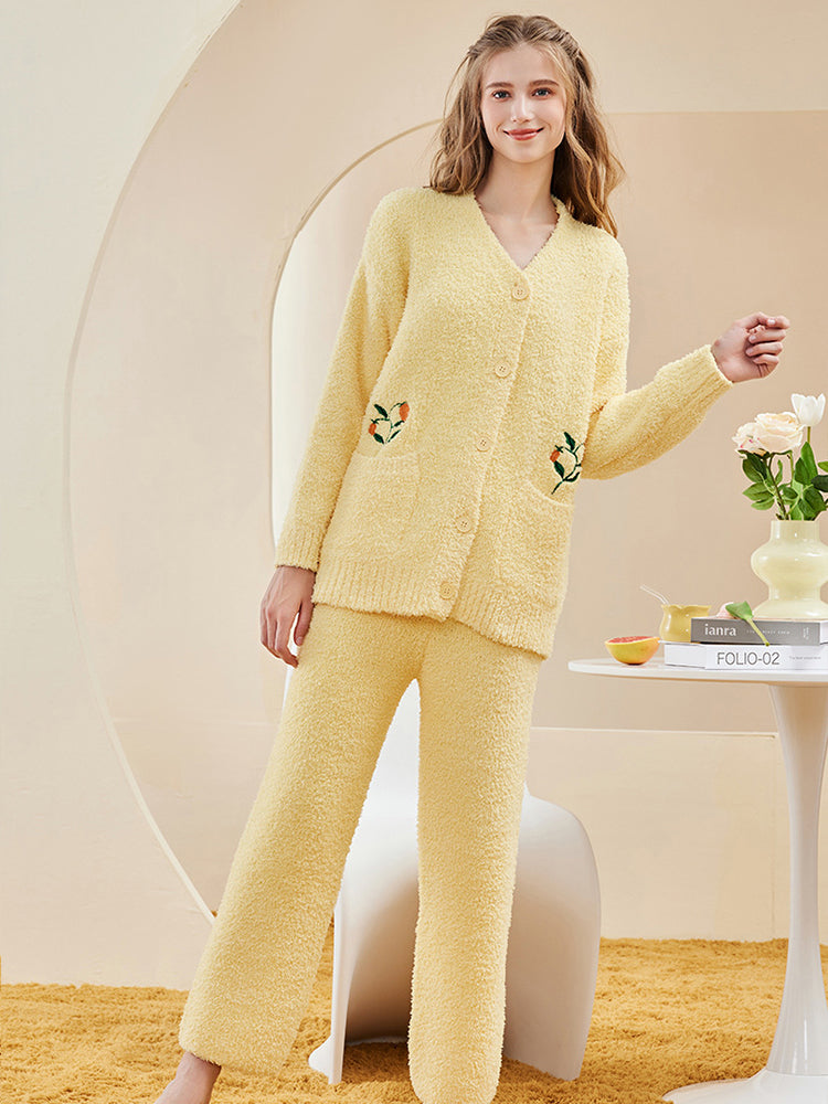 【在庫処分】ふんわりダイヤ柄ルームウェアセット(トップス&ボトムス)