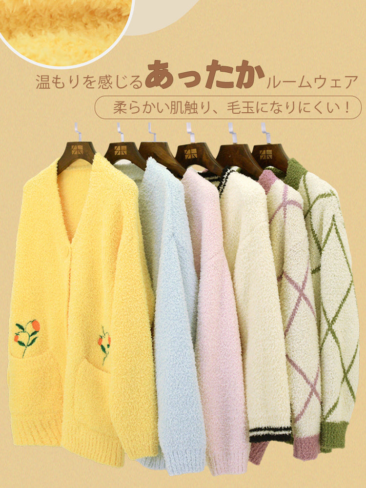 【在庫処分】ふんわりダイヤ柄ルームウェアセット(トップス&ボトムス)