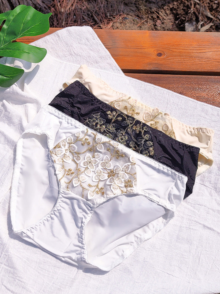 【在庫処分】【ノンワイヤー】フランス刺繡セクシーレース下着セット ブラ&ショーツ