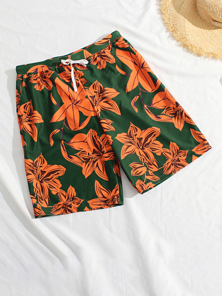 リリー柄ペア水着(男) ポケット付き