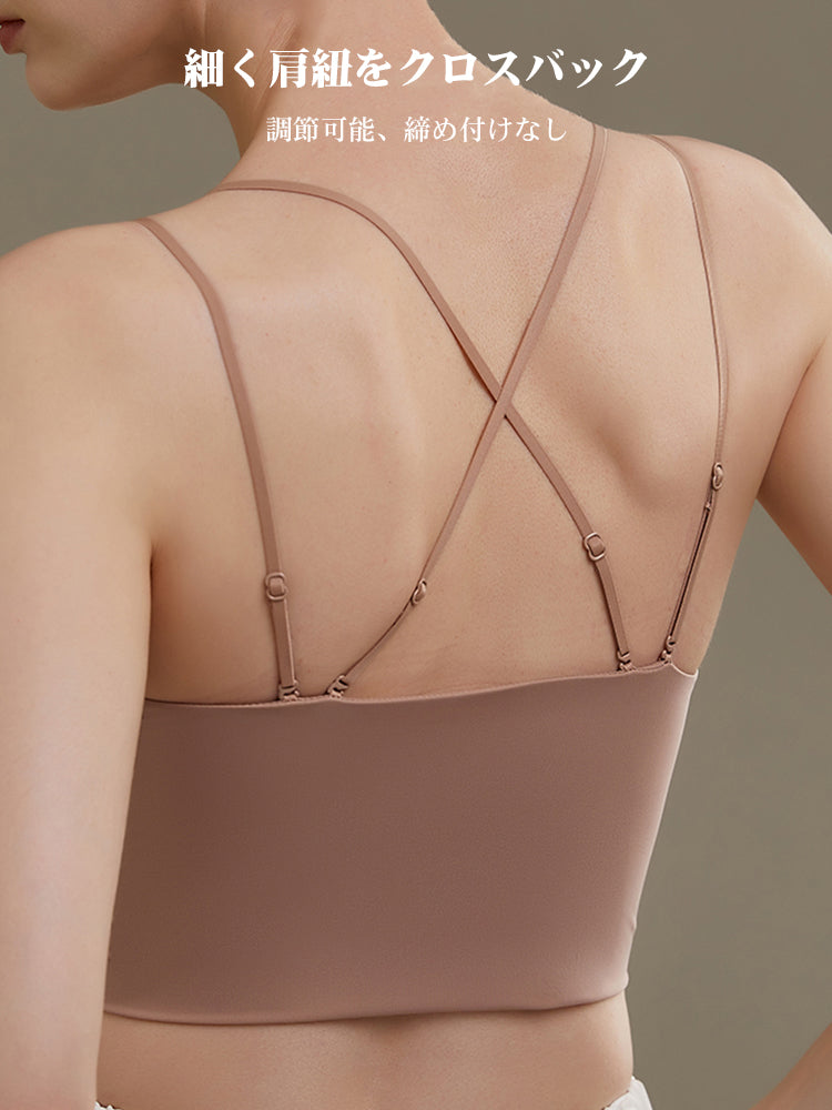 【在庫処分・ノンワイヤー】3/4カップ クロスバック キャミソール