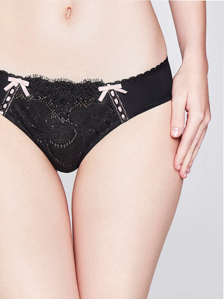 【ノンワイヤー盛れる】配色総レースブラ ペアショーツ