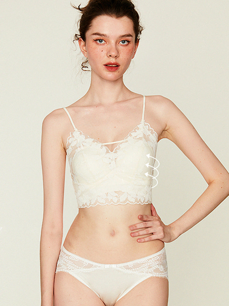 【ノンワイヤー】花柄レース 肌触りのよいシームレスブラレット