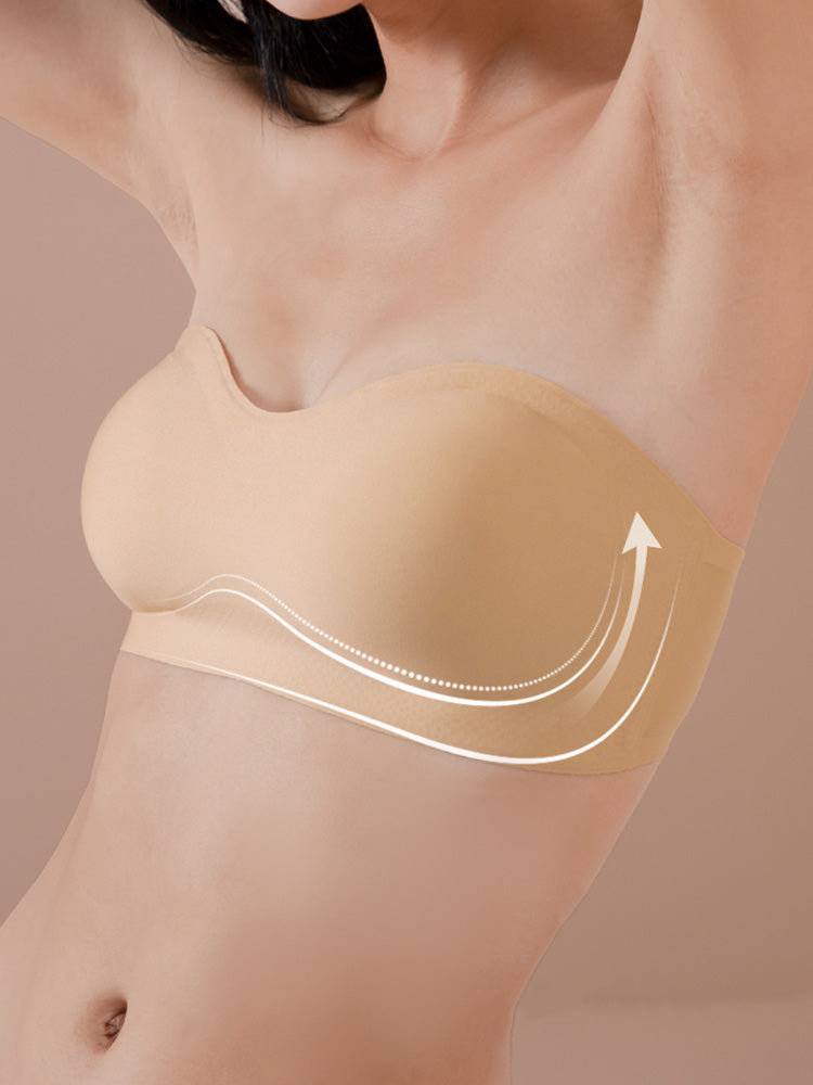 【ズレにくい・ノンワイヤー】シームレスストラップレスブラ