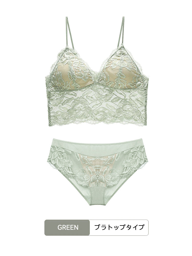 【ノンワイヤー】美背中 花柄レース ノンワイヤーブラセット