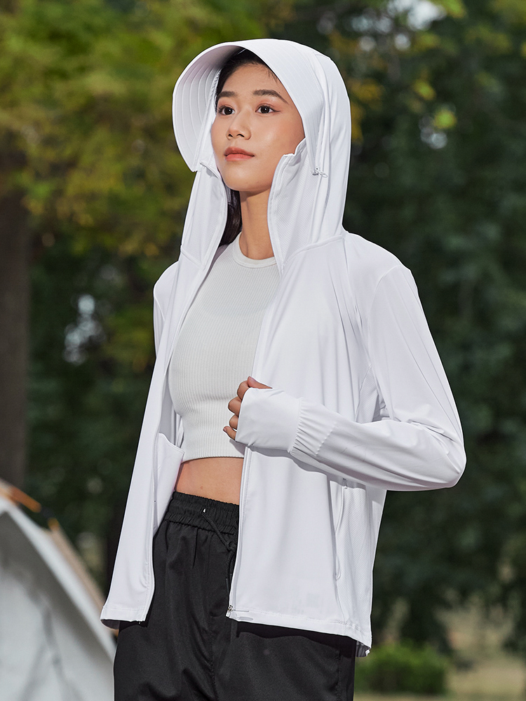 【UPF50+】日焼け対策 指穴付ジップアップパーカー(女性)