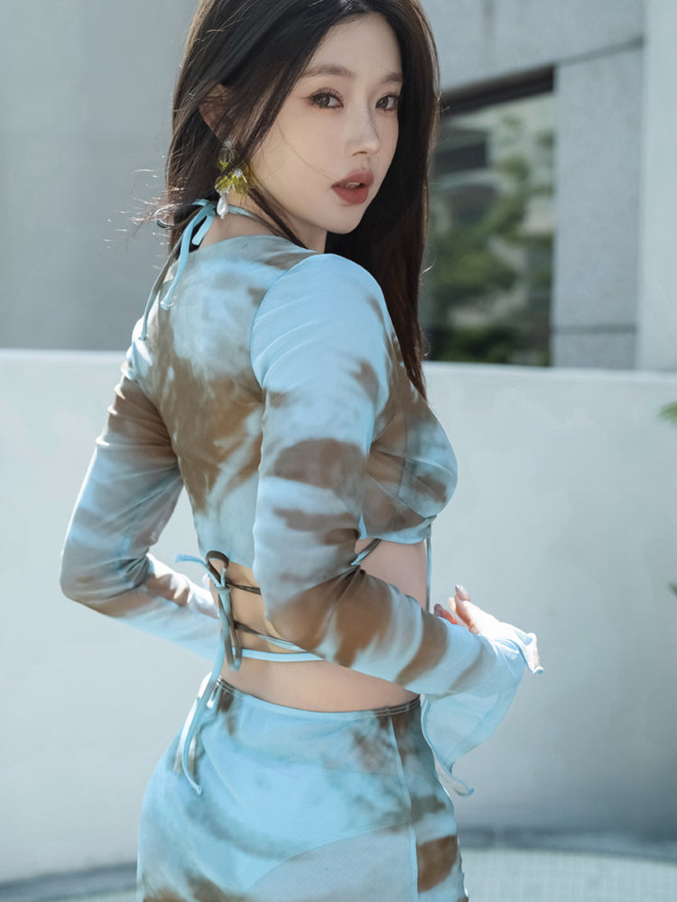 【ノンワイヤー】プリント柄 ビキニ4点セット