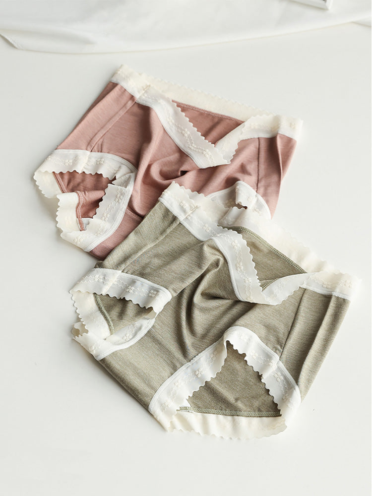 【在庫処分】配色レースストレッチショーツ はきこみ丈ふつう