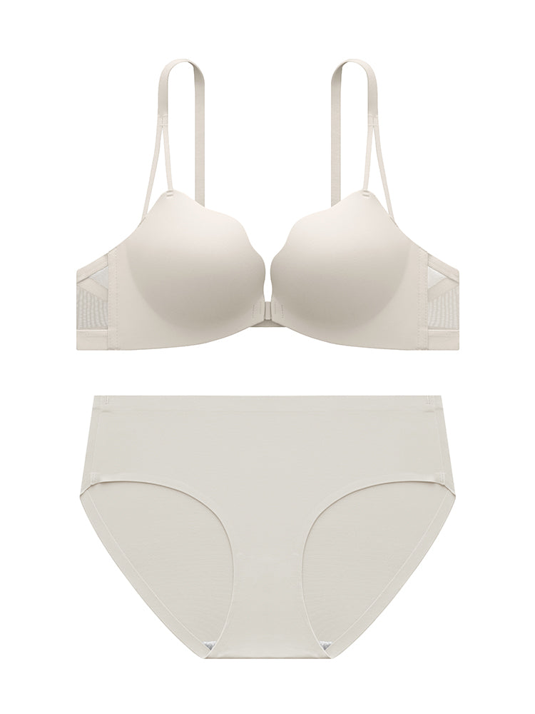 【ノンワイヤー】フロントホックブラジャー 自胸で谷間メイク