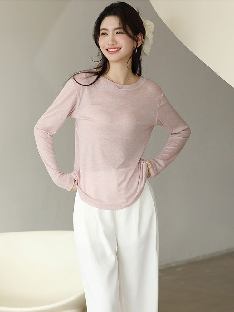 【在庫処分】透け感があるプルオーバー長袖