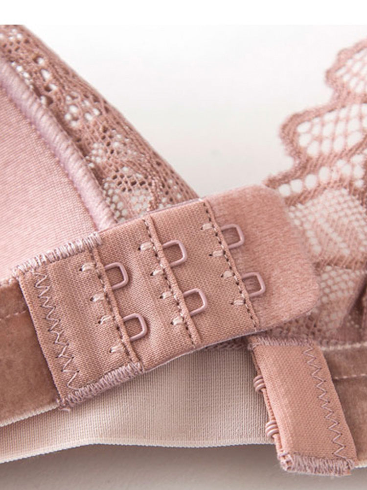 【ノンワイヤー】総レースノンワイヤーブラ シルク裏地