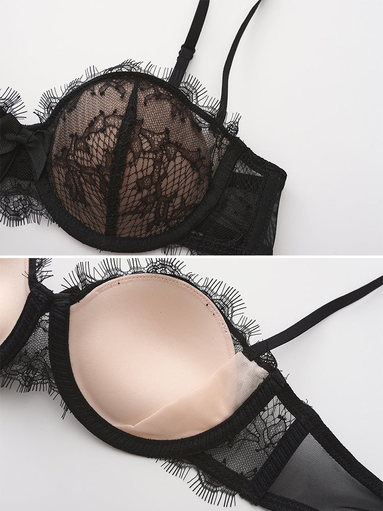 【エアリー・ワイヤー入り】1/2カップ総レースブラセット